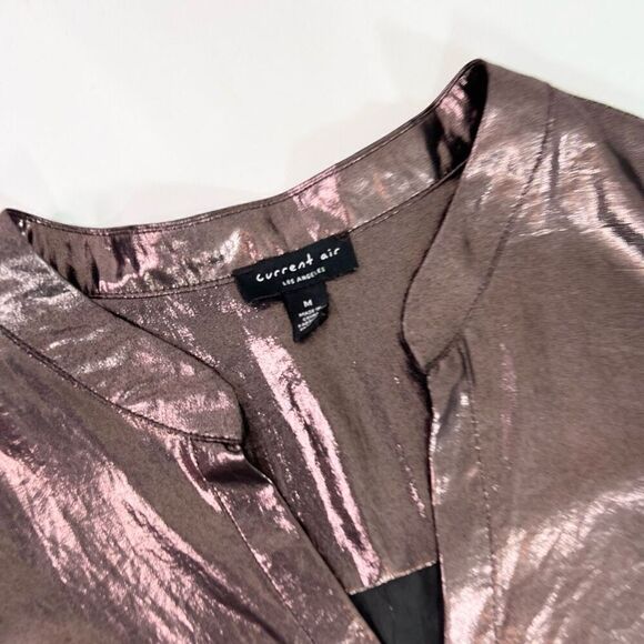 Current Air Top Womens Medium Rustcopper Metallic Twist Hem Pull On Blouse - Picture 5 of 11